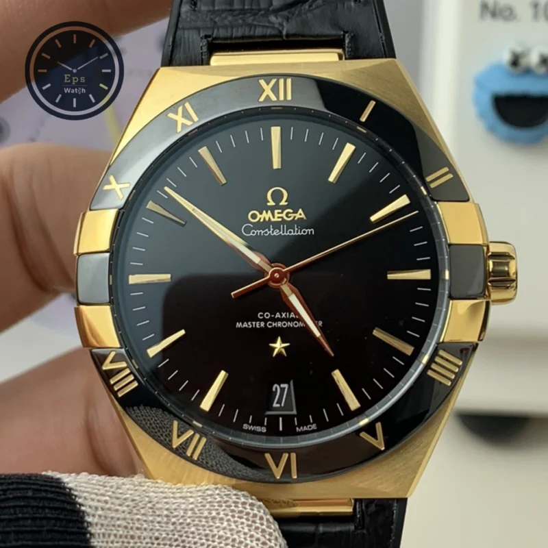 Constellation Gold Black Dial Leather Strap 41mm Super Clone