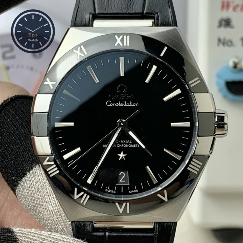 Constellation Black Dial Black Gummy Strap 41mm Super Clone