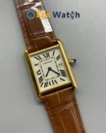 Cartier Tank Best Version White Dial Brown Leather Strap Super Clone
