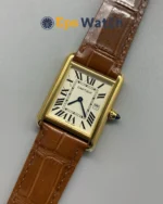 Cartier Tank Best Version White Dial Brown Leather Strap Super Clone