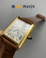 Cartier Tank Best Version White Dial Brown Leather Strap Super Clone