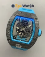 RM055 Blue NTPT Skeleton Dial with Blue Rubber Strap RMUL2 Super Clone