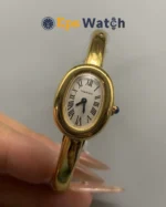 Cartier Bathtub Quartz 18K Gold Plated Silver Dial Super Clone