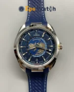 Aqua Terra World Time Watch 43mm Best Version with Blue Dial Super Clone