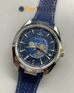 Aqua Terra World Time Watch 43mm Best Version with Blue Dial Super Clone