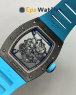 RM055 Blue NTPT Skeleton Dial with Blue Rubber Strap RMUL2 Super Clone