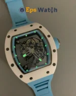 RM055 Blue Cer/RU Skeleton Dial with Blue Rubber Strap RMUL2 Super Clone