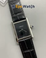 Cartier Tank Best Version Black Dial Leather Strap Super Clone