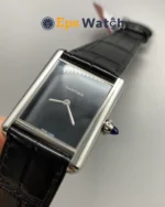 Cartier Tank Best Version Black Dial Leather Strap Super Clone