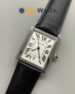 Cartier Tank Best Version White Dial Black Leather Strap Super Clone