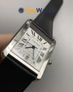 Cartier Tank Best Version White Dial Black Leather Strap Super Clone