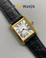 Cartier Tank Best Version White Dial 18K Gold Plated Bezel Super Clone
