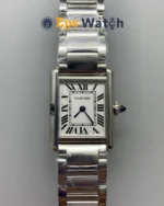 Cartier Tank Best Version White Dial Stainless Steel Strap Super Clone