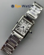 Cartier Tank Best Version White Dial Stainless Steel Strap Super Clone