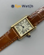 Cartier Tank Best Version White Dial Brown Leather Strap Super Clone