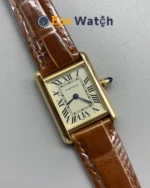 Cartier Tank Best Version White Dial Brown Leather Strap Super Clone