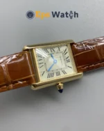 Cartier Tank Best Version White Dial Brown Leather Strap Super Clone