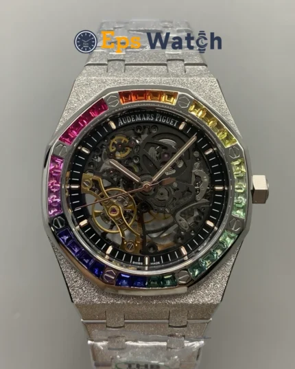 Royal Oak 15468BC 37mm Skeletonized/Rainbow Diamond Dial Super Clone