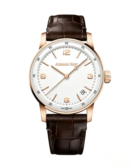 AP Code 11.59 15210OR 41mm White dial with brown leather strap Super Clone