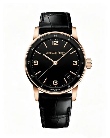 AP Code 11.59 15210OR 41mm Black dial Black leather strap Super Clone