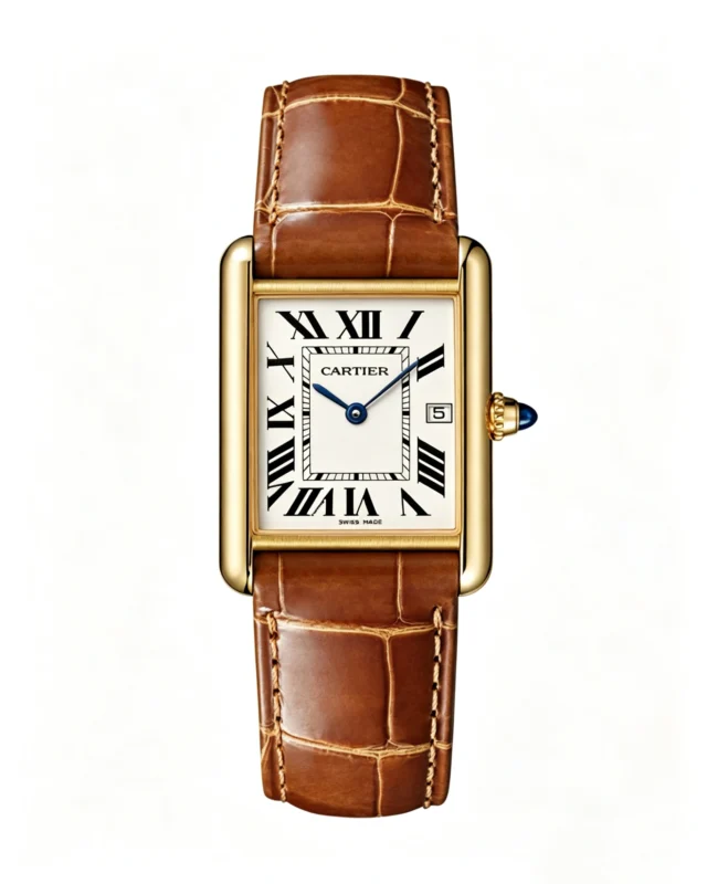 Cartier Tank Best Version White Dial Brown Leather Strap Super Clone