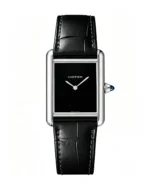 Cartier Tank Best Version Black Dial Leather Strap Super Clone