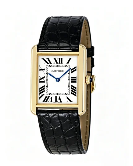 Cartier Tank Best Version White Dial 18K Gold Plated Bezel Super Clone