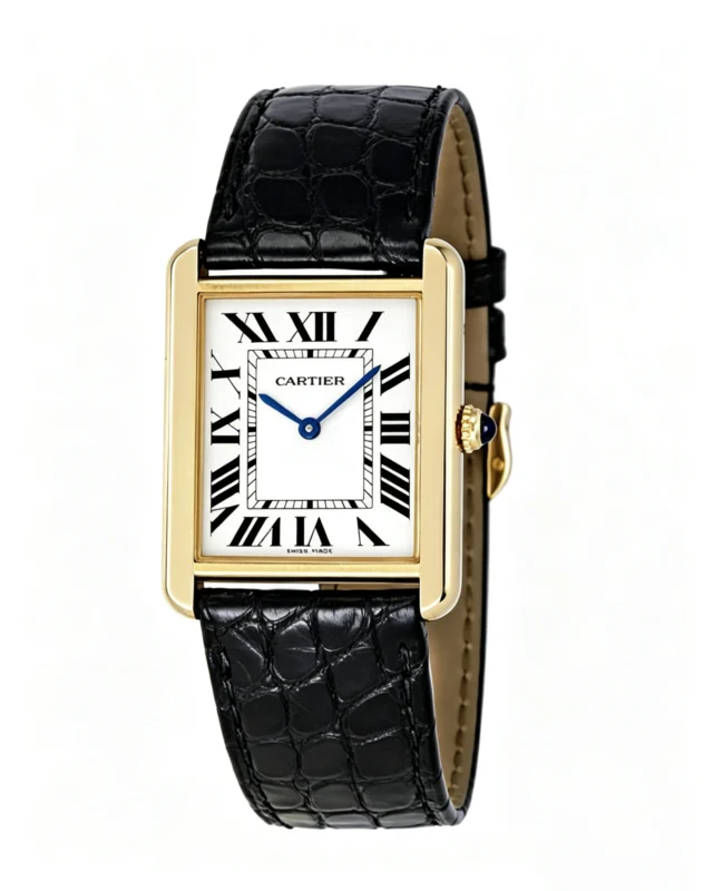 Cartier Tank Best Version White Dial 18K Gold Plated Bezel Super Clone