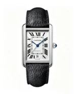 Cartier Tank Best Version White Dial Black Leather Strap Super Clone