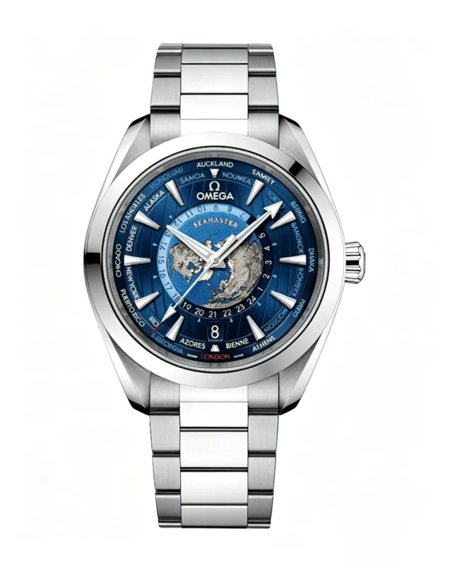 Aqua Terra World Time Watch 43mm Best Version with Blue Dial Super Clone