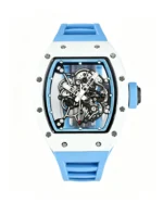 RM055 Blue Cer/RU Skeleton Dial with Blue Rubber Strap RMUL2 Super Clone