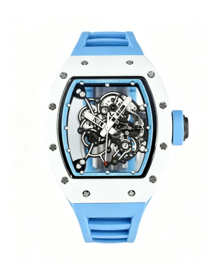 RM055 Blue Cer/RU Skeleton Dial with Blue Rubber Strap RMUL2 Super Clone