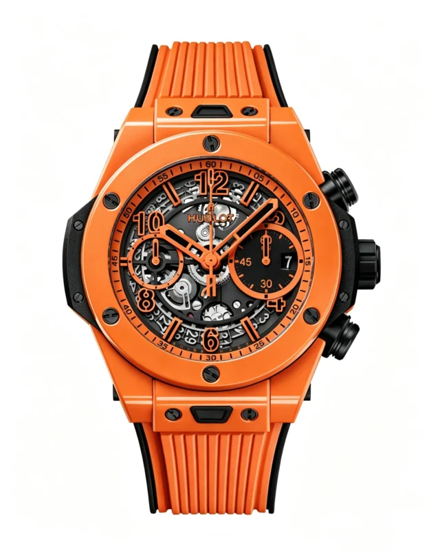 Big Bang Series Ceramic 42mm Orange Skeleton Dial Super Clone