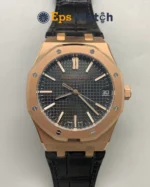 Royal Oak 15500OR Rose Gold 41mm Black Leather Strap Super Clone